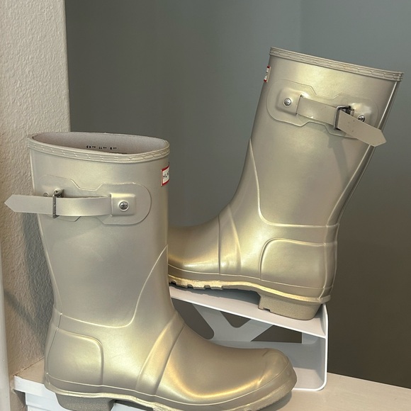 Hunter Original Nebula Wellingtons Pale Gold Rain Boot Snow- Size 11 - Picture 2 of 11